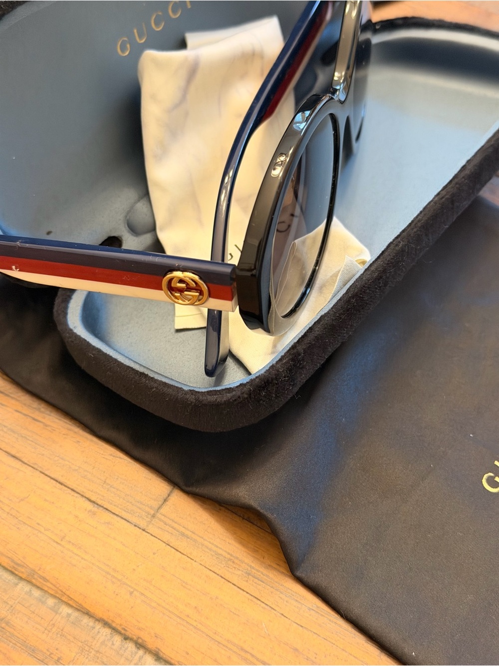 Gucci Sunglasses GG0279SA- Black Frame with Red & Blue Detailing